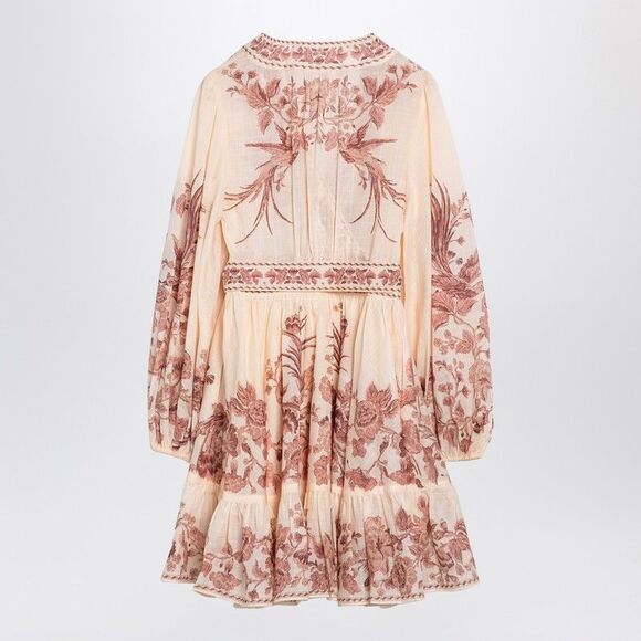 Zimmermann Waverly Cream/Pink Cotton Mini Dress - Picture 2 of 2